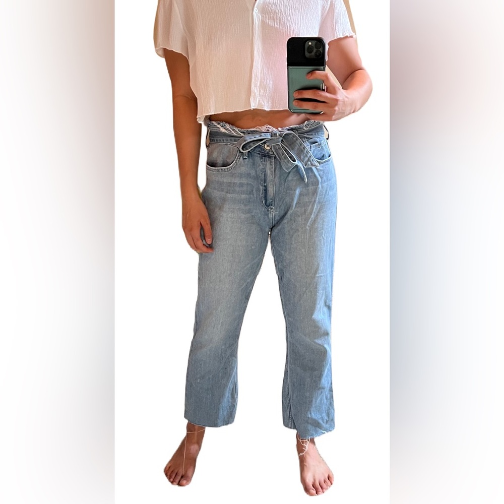 SAM EDELMAM The Stiletto Crop Boot High Rise Distressed Jean